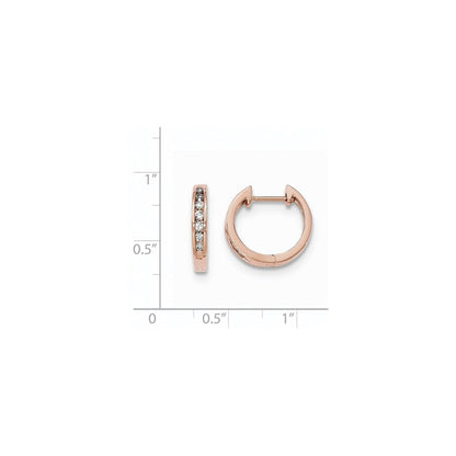 14K Roségold Creolen mit echten Diamanten und Klappscharnier