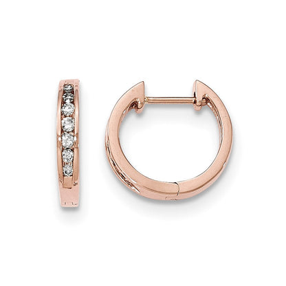 14K Roségold Creolen mit echten Diamanten und Klappscharnier