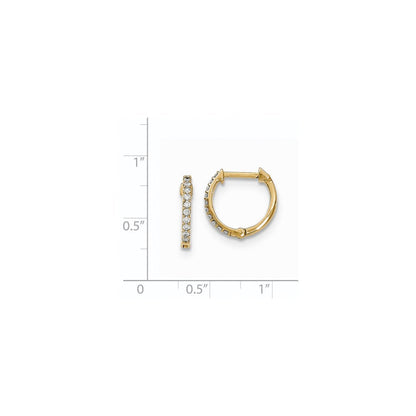 14K Gelbgold Creolen mit echten Diamanten und Scharniermechanismus