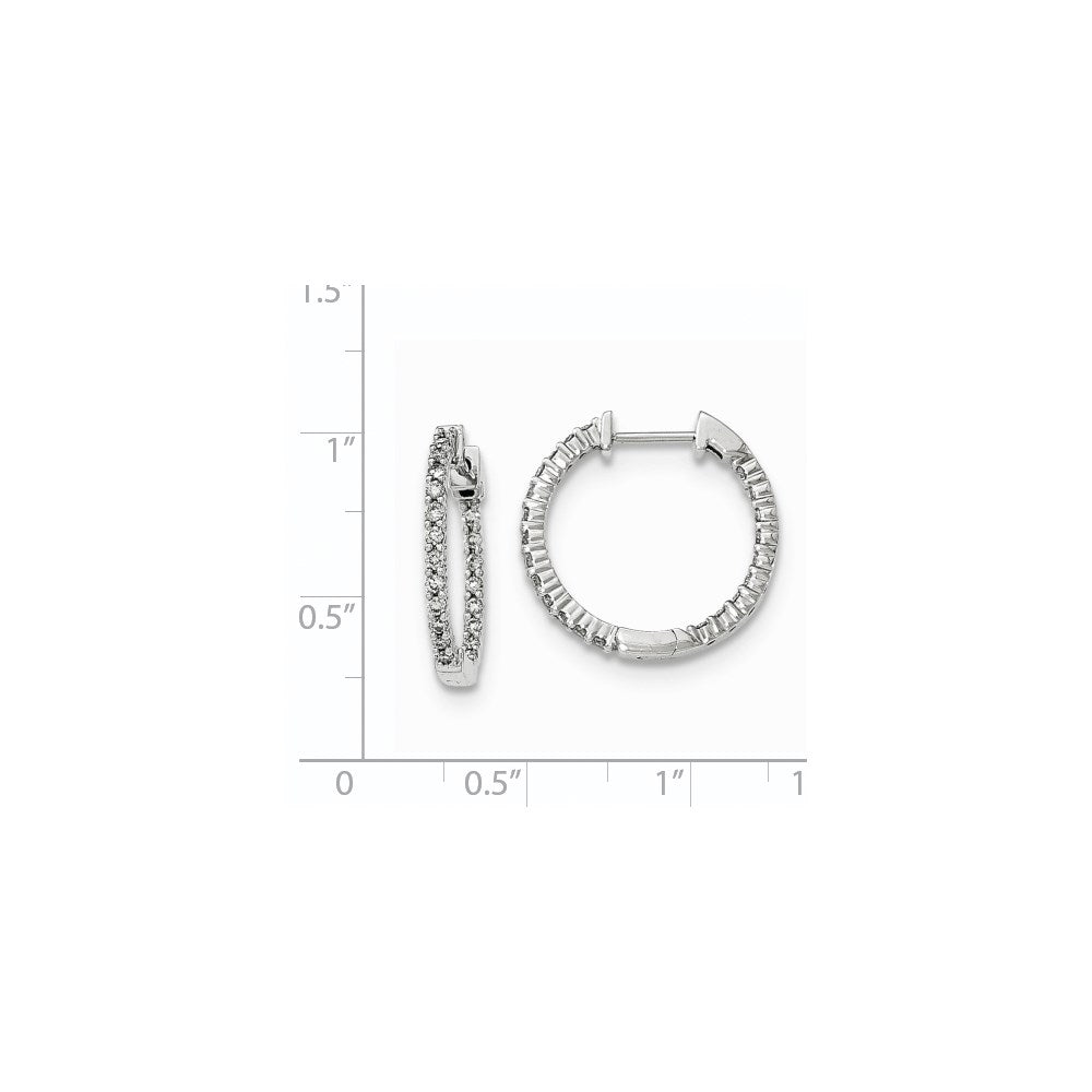 14K Weißgold Diamant Creolen, poliert, mit Klappscharnier, In-and-Out-Fassung