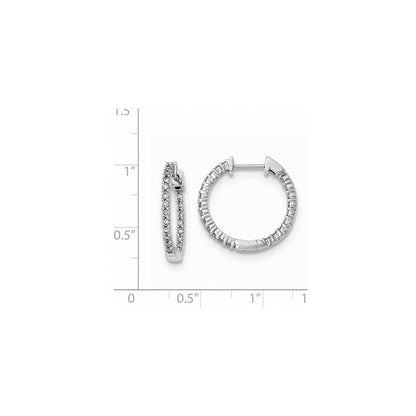 14K Weißgold Diamant Creolen, poliert, mit Klappscharnier, In-and-Out-Fassung