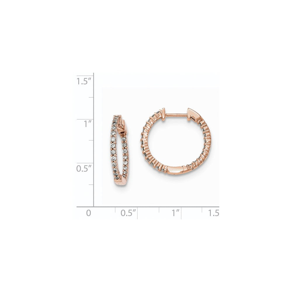 14K Roségold Creolen mit Klappscharnier, rundum besetzt mit echten Diamanten, poliert