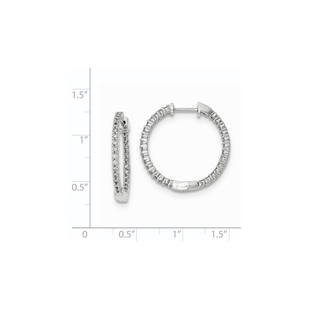 14K Weißgold Diamant Creolen mit Scharnier, hochglanzpoliert, Innen und Außen besetzt