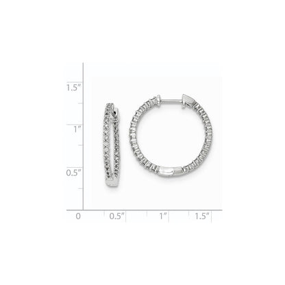 14K Weißgold Diamant Creolen mit Scharnier, hochglanzpoliert, Innen und Außen besetzt