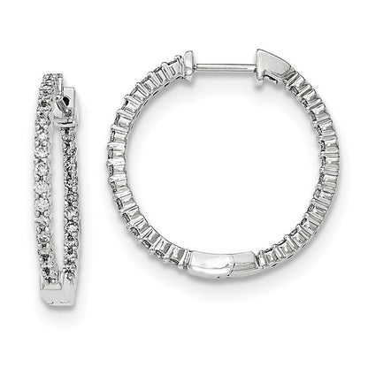14K Weißgold Diamant Creolen mit Scharnier, hochglanzpoliert, Innen und Außen besetzt