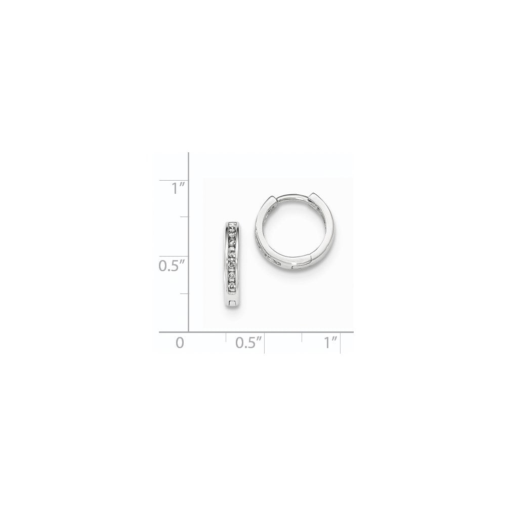 14K Weißgold Creolen mit echten Diamanten und Scharniermechanismus