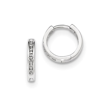 14K Weißgold Creolen mit echten Diamanten und Scharniermechanismus