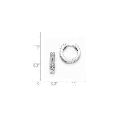 14K Weißgold Creolen mit echten Diamanten, rund, mit Scharnier