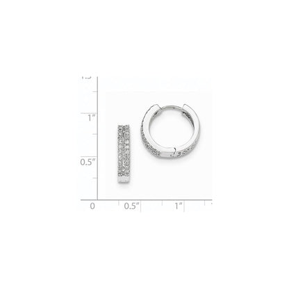 14K Weißgold Creolen mit echten Diamanten, rund, mit Klappscharnier