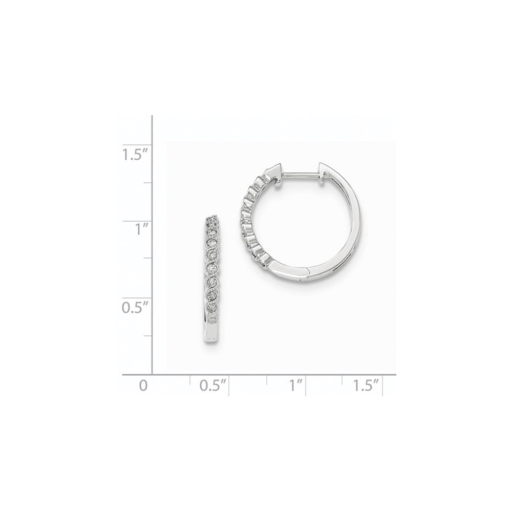 14K Weißgold Diamant-Creolen mit Klappscharnier, poliert, 0,585