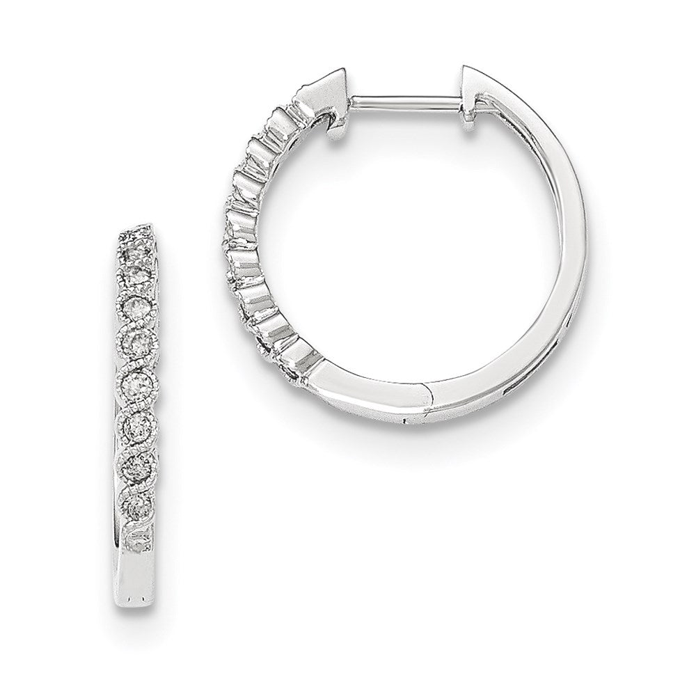 14K Weißgold Diamant-Creolen mit Klappscharnier, poliert, 0,585