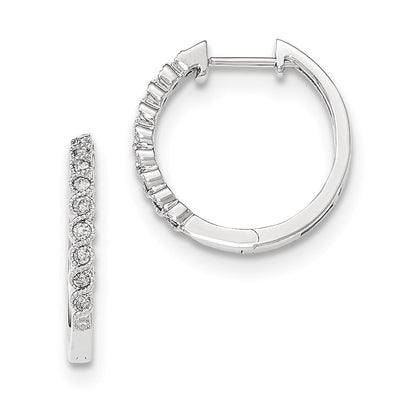 14K Weißgold Diamant-Creolen mit Klappscharnier, poliert, 0,585