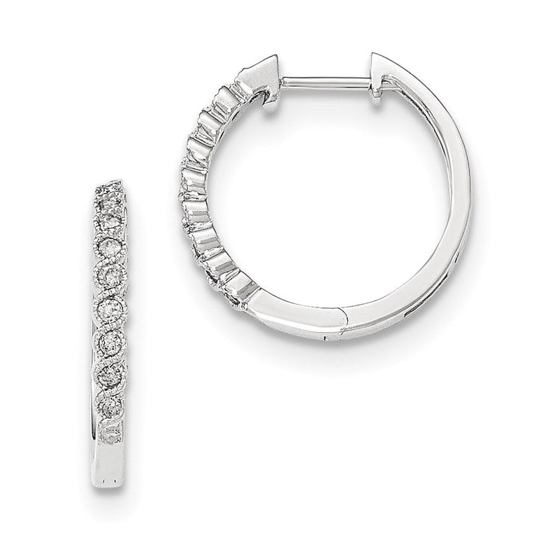 14K Weißgold Diamant-Creolen mit Klappscharnier, poliert, 0,585