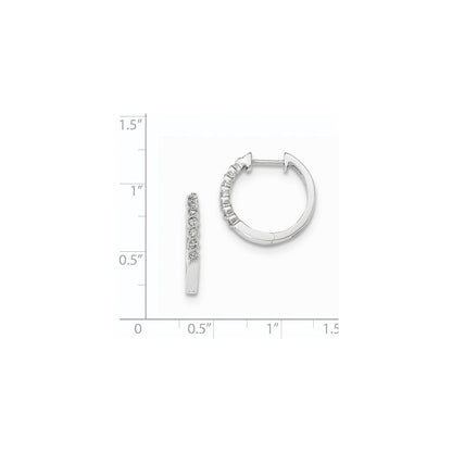 14K Weißgold Polierte Echte Diamant-Creolen mit Scharnier