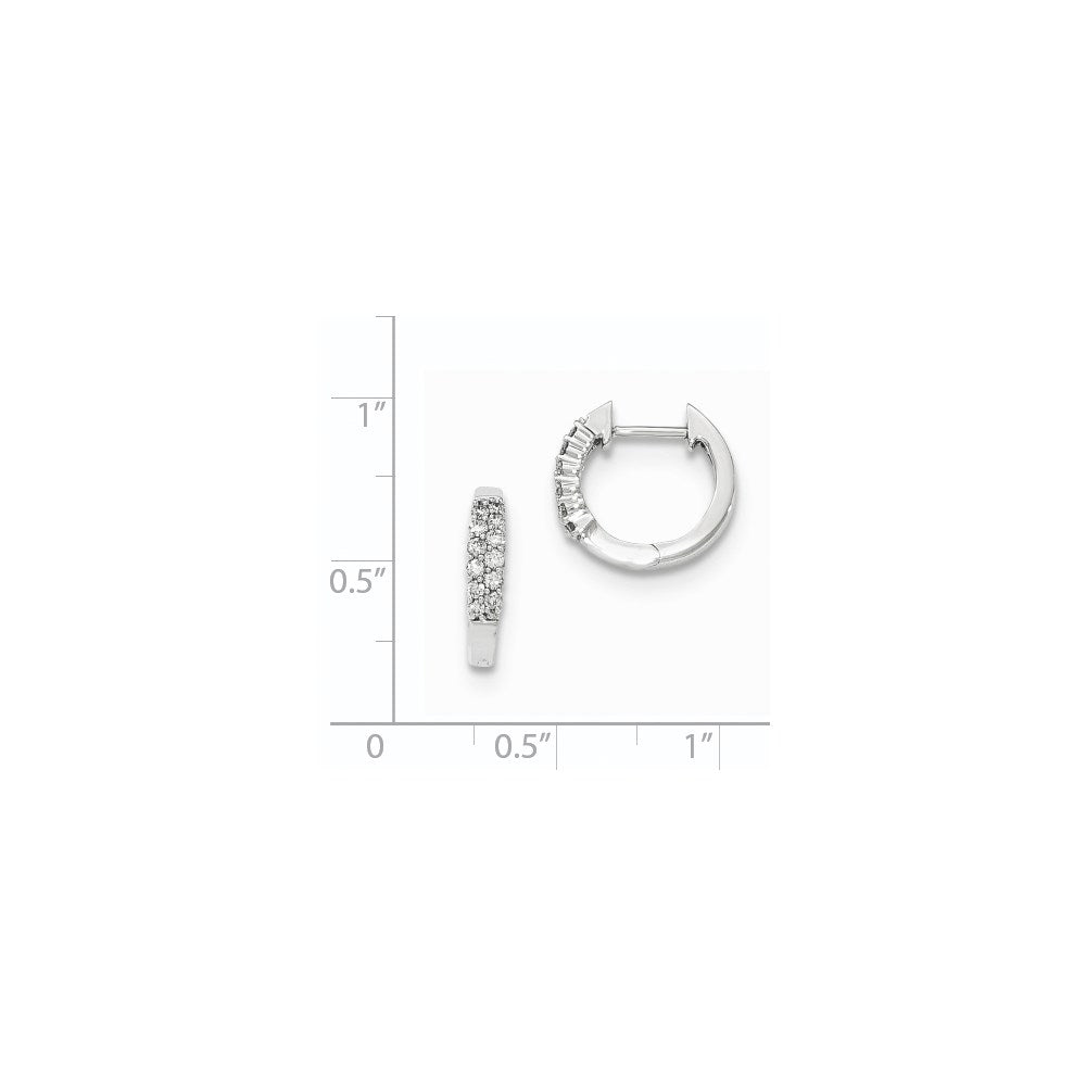 14K Weißgold Diamant-Creolen mit Klappscharnier, poliert, echte Diamanten