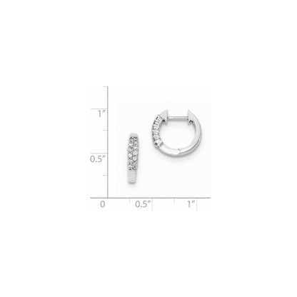 14K Weißgold Diamant-Creolen mit Klappscharnier, poliert, echte Diamanten