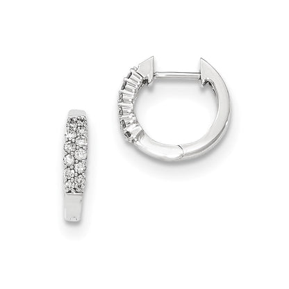 14K Weißgold Diamant-Creolen mit Klappscharnier, poliert, echte Diamanten