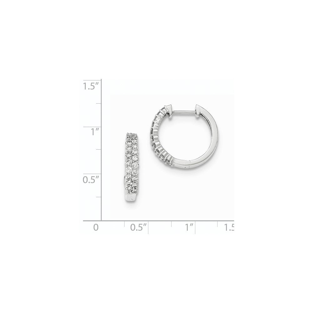 14K Weißgold Creolen mit Klappscharnier, poliert, mit echten Diamanten