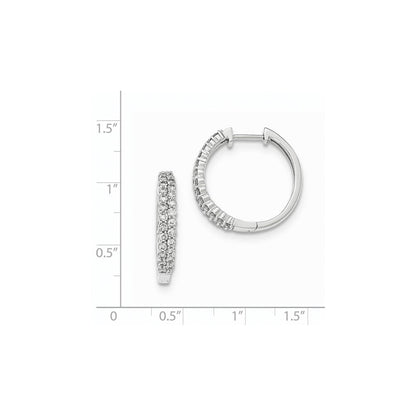 14K Weißgold Diamant Creolen mit Klappscharnier, poliert, 0,585 Alternative, falls die Karatangabe nicht wiederholt werden soll: 14K Weißgold Creolen mit echten Diamanten und Klappscharnier, poliert