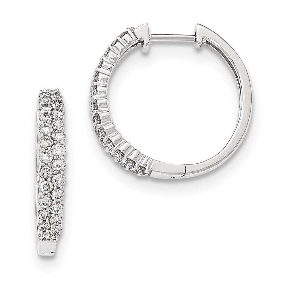 14K Weißgold Diamant Creolen mit Klappscharnier, poliert, 0,585 Alternative, falls die Karatangabe nicht wiederholt werden soll: 14K Weißgold Creolen mit echten Diamanten und Klappscharnier, poliert