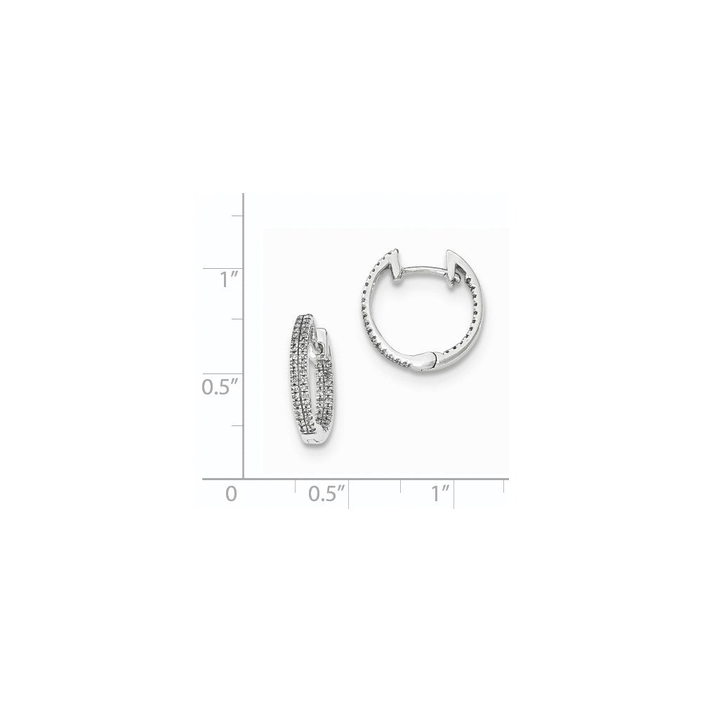 14K Weißgold Creolen mit echten Diamanten innen und außen, mit Scharnierverschluss