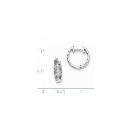 14K Weißgold Creolen mit echten Diamanten innen und außen, mit Scharnierverschluss