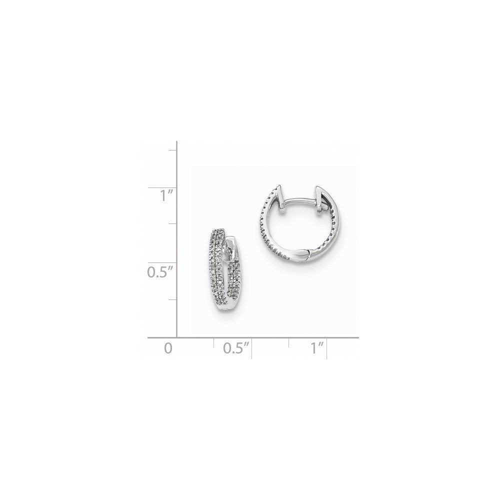 14K Weißgold In-&-Out-Creolen mit echten Diamanten und Klappscharnier