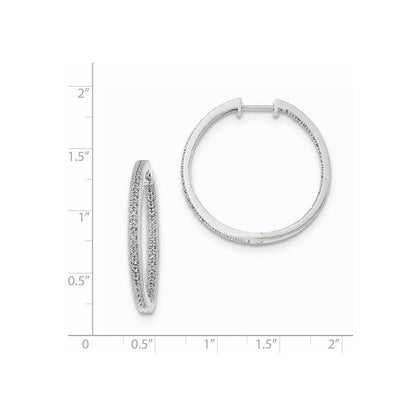 14K Weißgold Diamant Creolen mit Klappscharnier, poliert, echte Diamanten Innen und Außen