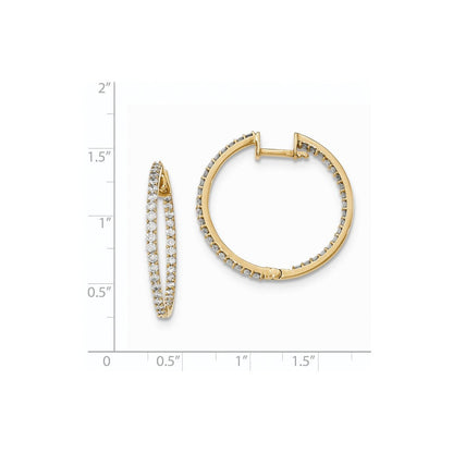 14K Gelbgold Creolen mit echten Diamanten, innen und außen besetzt, mit Scharnierverschluss
