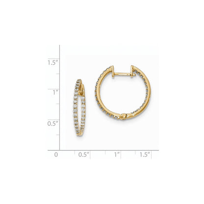 14K Gelbgold Diamant In & Out Creolen mit Klappscharnier