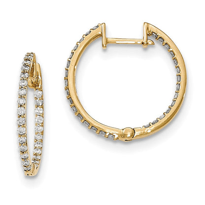 14K Gelbgold Diamant In & Out Creolen mit Klappscharnier
