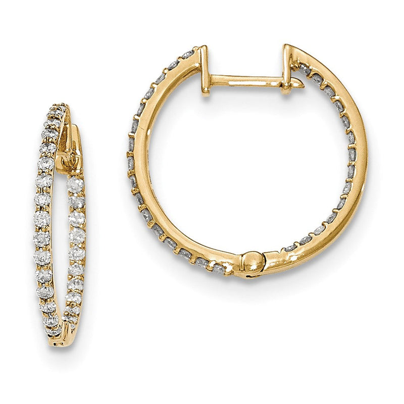 14K Gelbgold Diamant In & Out Creolen mit Klappscharnier