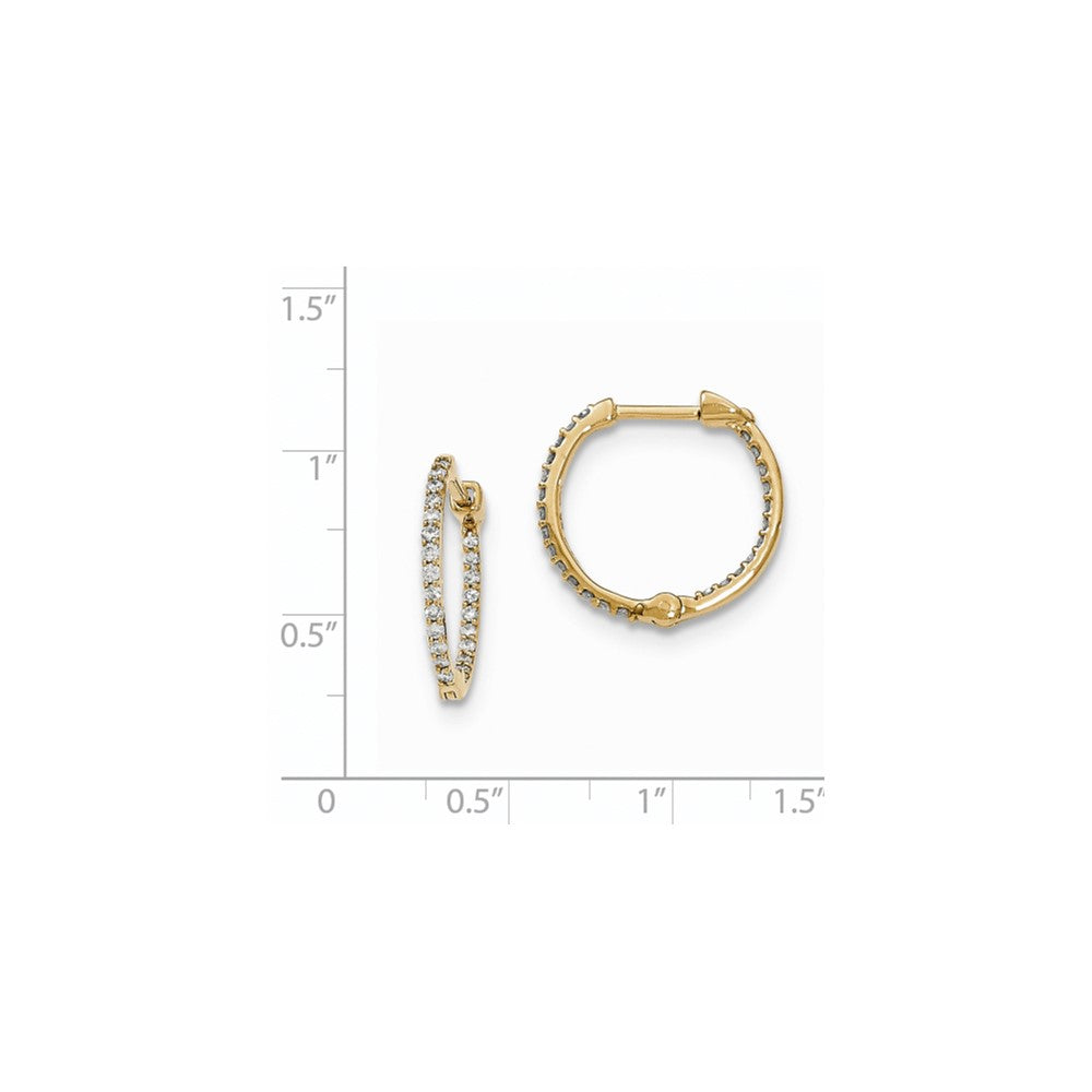 14K Gelbgold Creolen mit echten Diamanten „In & Out" und Klappscharnier