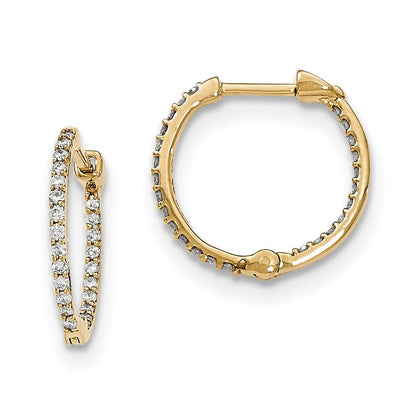 14K Gelbgold Creolen mit echten Diamanten „In & Out" und Klappscharnier