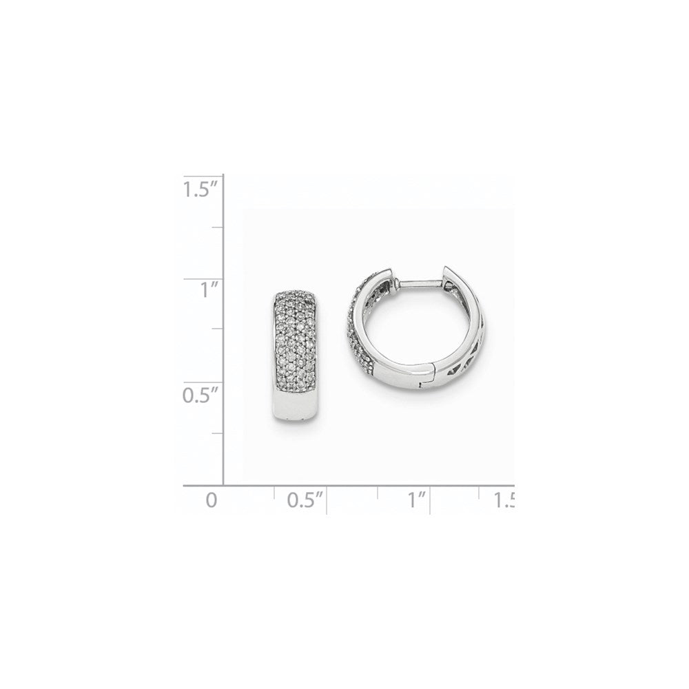 14K Weißgold Creolen mit echten Diamanten, 5 mm, mit Klappscharnier