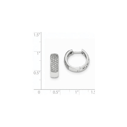 14K Weißgold Creolen mit echten Diamanten, 5 mm, mit Klappscharnier
