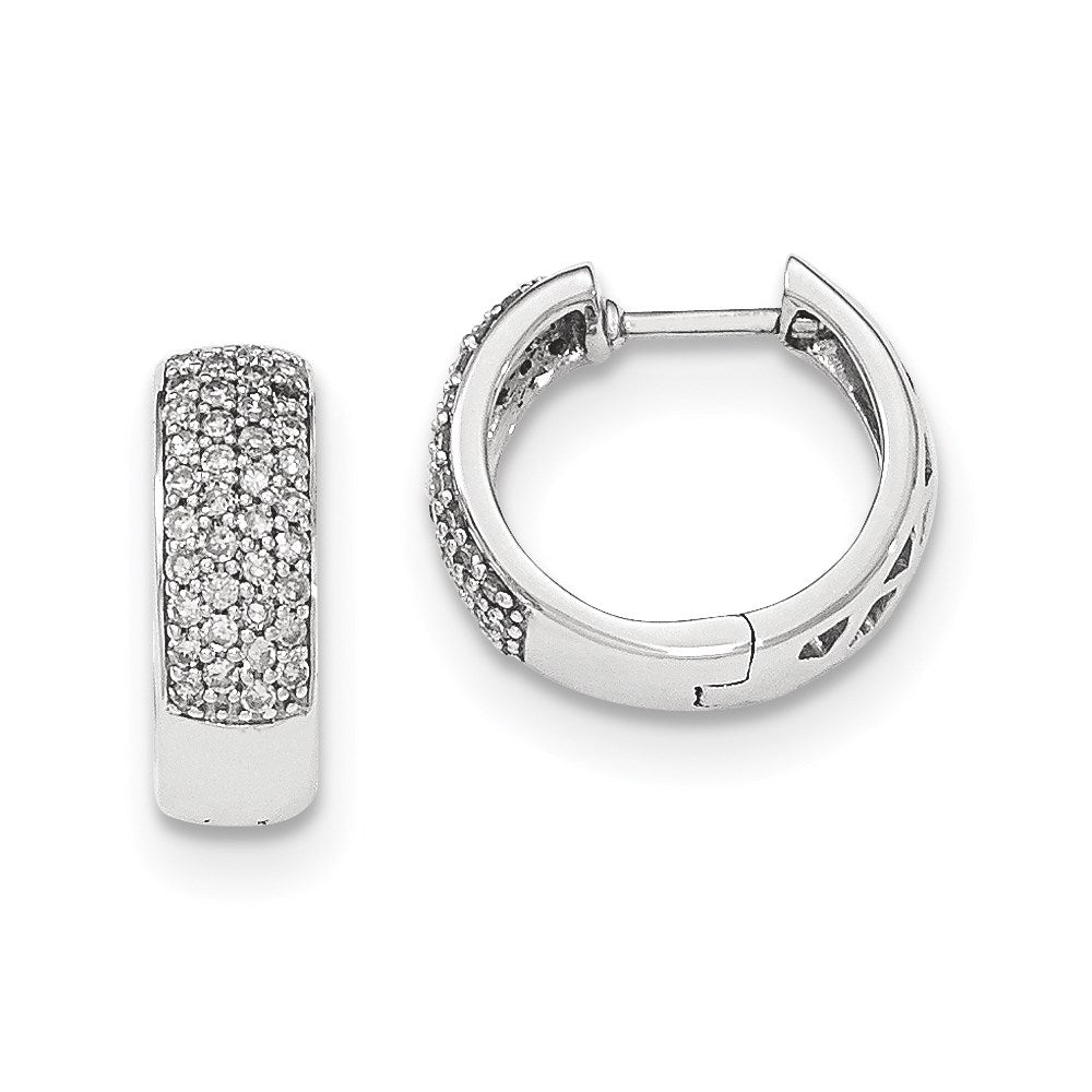 14K Weißgold Creolen mit echten Diamanten, 5 mm, mit Klappscharnier