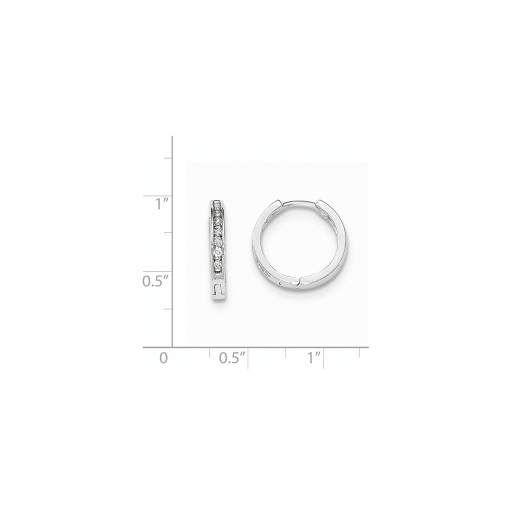 14K Weißgold Creolen mit echten Diamanten und Klappscharnier