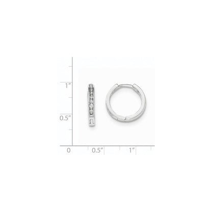 14K Weißgold Creolen mit echten Diamanten und Klappscharnier