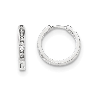 14K Weißgold Creolen mit echten Diamanten und Klappscharnier