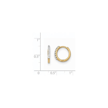 14K Gelbgold Creolen mit echten Diamanten und Scharnier