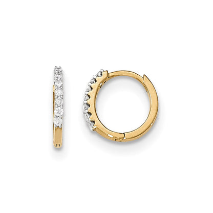 14K Gelbgold Creolen mit echten Diamanten und Scharnier