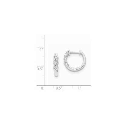 14K Weißgold Diamant-Creolen mit Klappscharnier, poliert, echte Diamanten