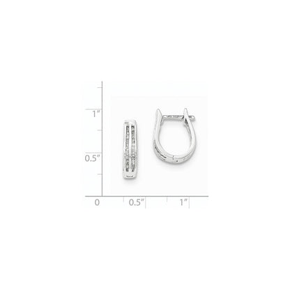 14K Weißgold Creolen mit echten Diamanten und Klappscharnier