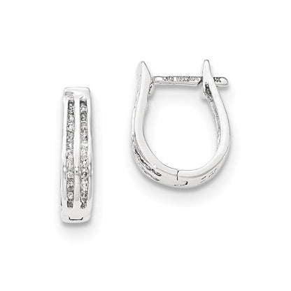 14K Weißgold Creolen mit echten Diamanten und Klappscharnier