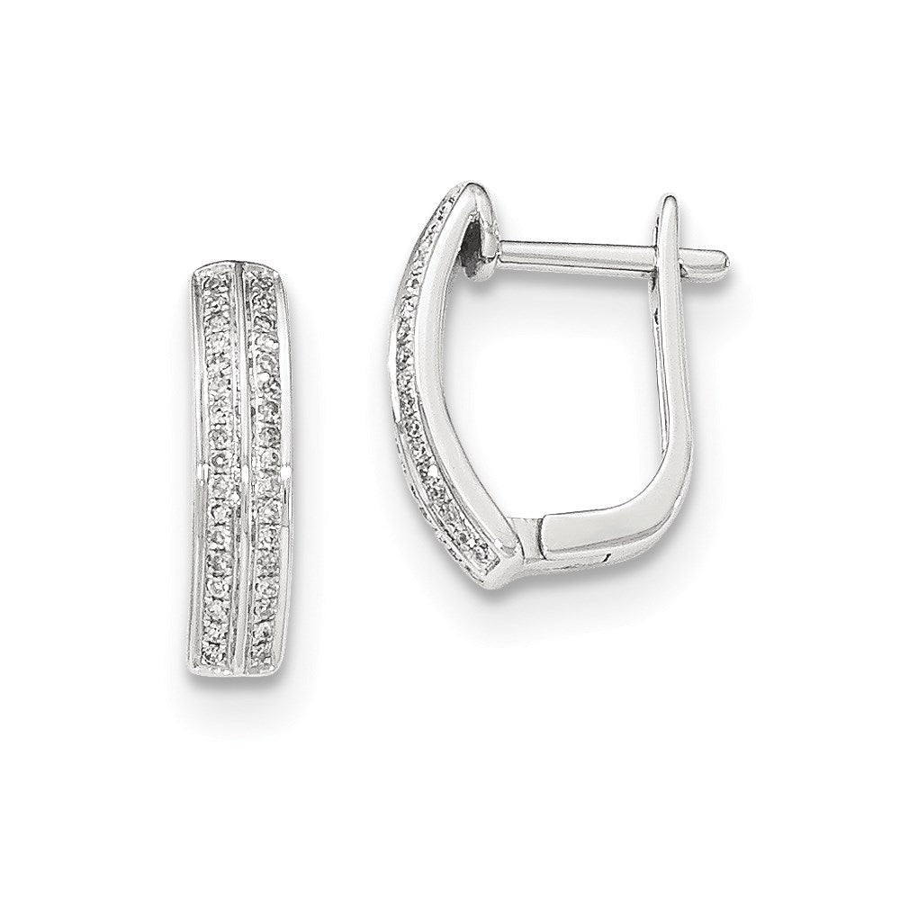 14K Weißgold Creolen mit echten Diamanten und Klappscharnier