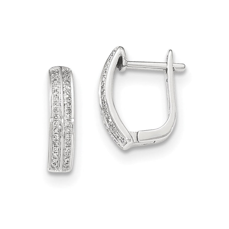 14K Weißgold Creolen mit echten Diamanten und Klappscharnier