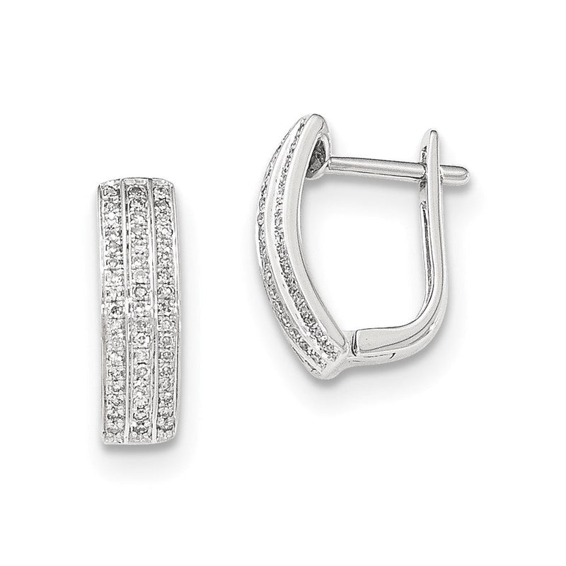 14K Weißgold Creolen mit echten Diamanten und Klappscharnier