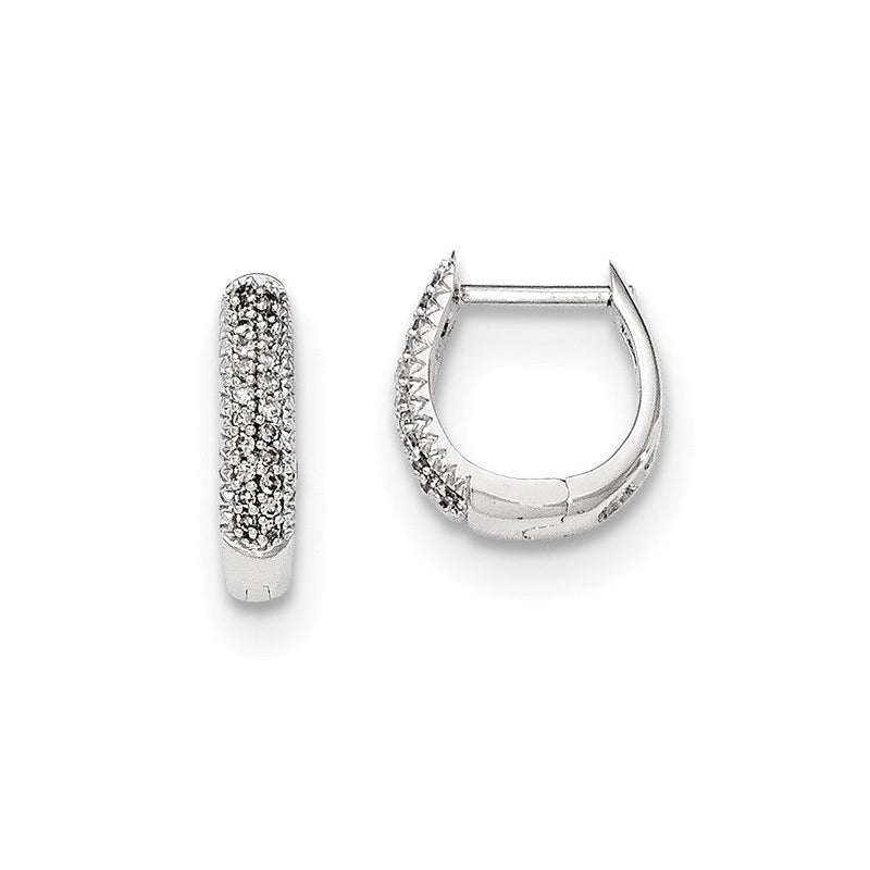 14K Weißgold Diamant Creolen mit Klappscharnier, poliert, 0,17 ct. Wait — no carat weight was given in the source title, so here is the correct translation without invented values: 14K Weißgold Ohr-Creolen mit Klappscharnier, poliert, echte Diamanten