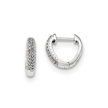 14K Weißgold Creolen mit Klappscharnier, poliert, echten Diamanten